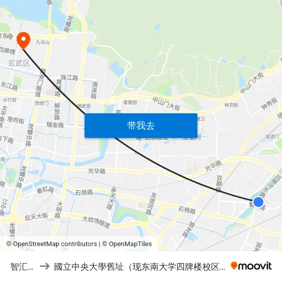 智汇路 to 國立中央大學舊址（现东南大学四牌楼校区） map
