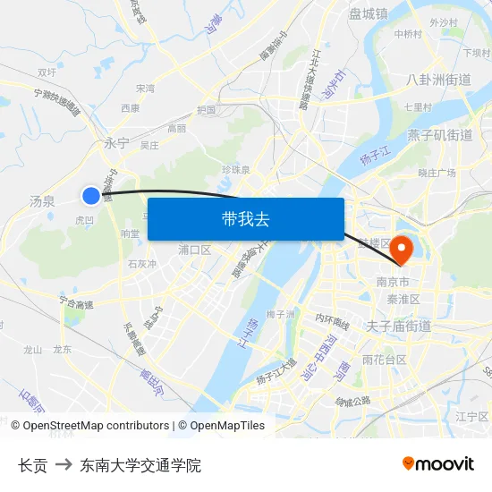 长贡 to 东南大学交通学院 map