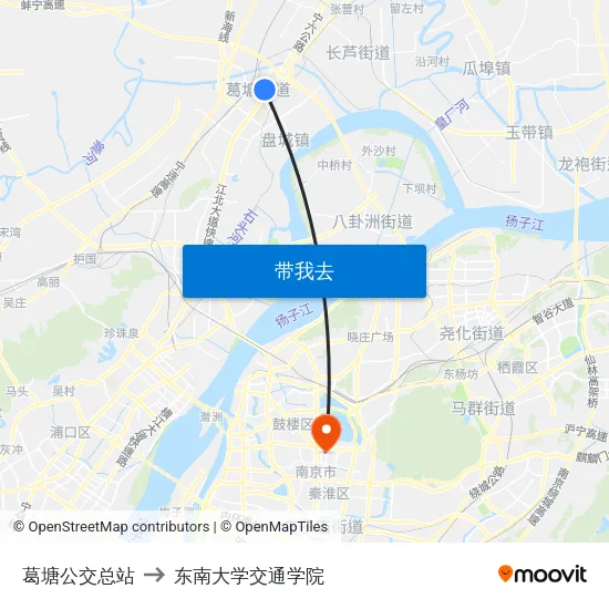 葛塘公交总站 to 东南大学交通学院 map