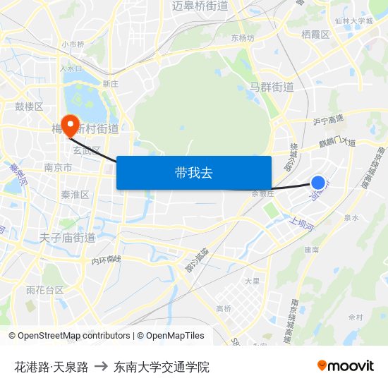 花港路·天泉路 to 东南大学交通学院 map