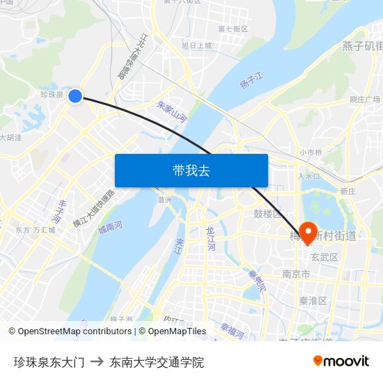 珍珠泉东大门 to 东南大学交通学院 map