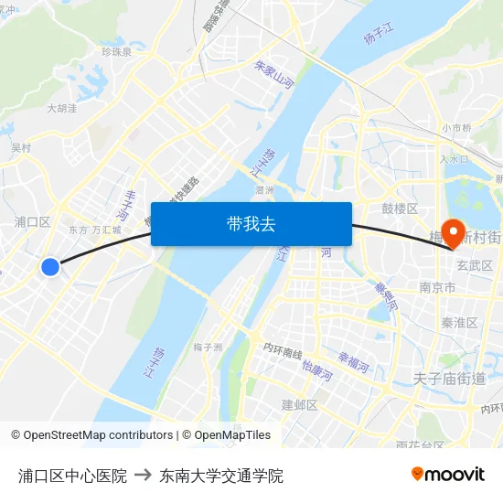 浦口区中心医院 to 东南大学交通学院 map