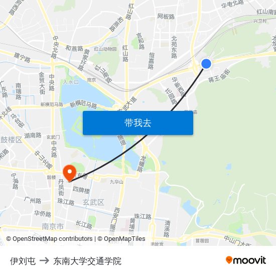 伊刘屯 to 东南大学交通学院 map