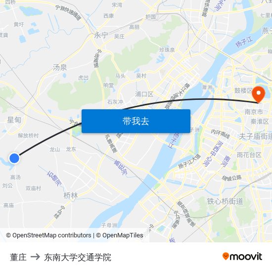 董庄 to 东南大学交通学院 map