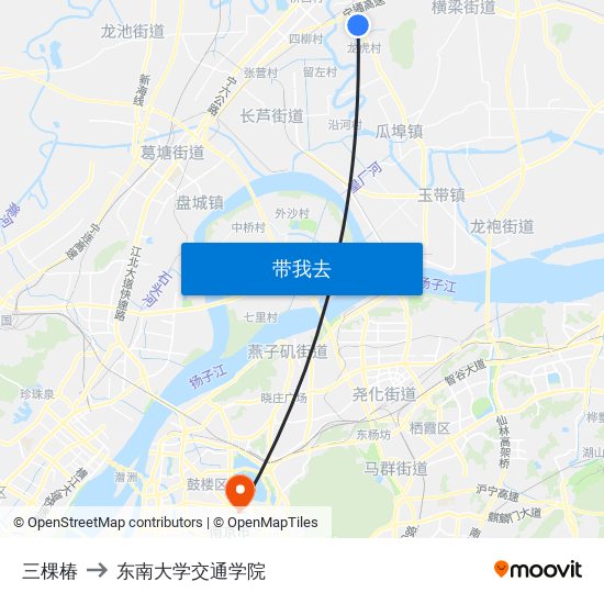 三棵椿 to 东南大学交通学院 map