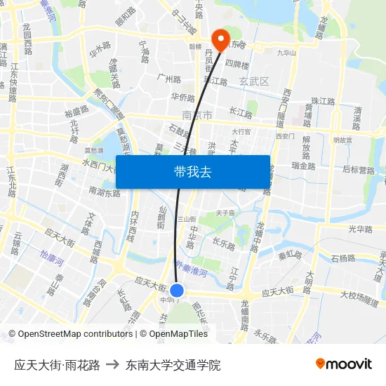 应天大街·雨花路 to 东南大学交通学院 map