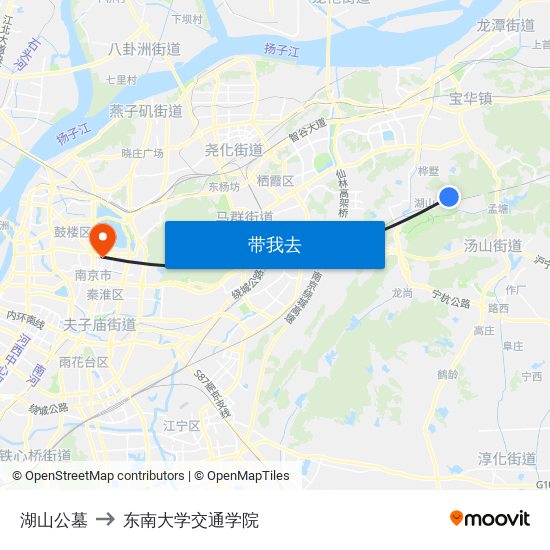 湖山公墓 to 东南大学交通学院 map