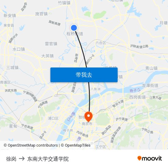 徐岗 to 东南大学交通学院 map