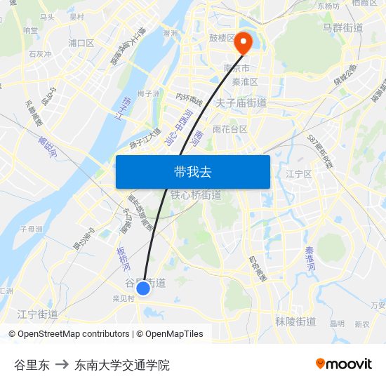 谷里东 to 东南大学交通学院 map