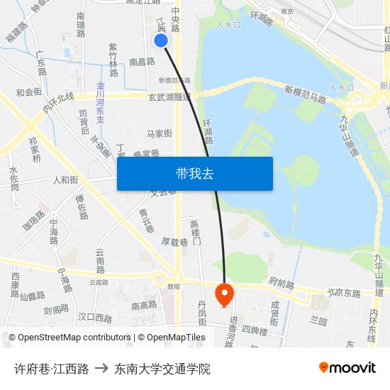 许府巷·江西路 to 东南大学交通学院 map