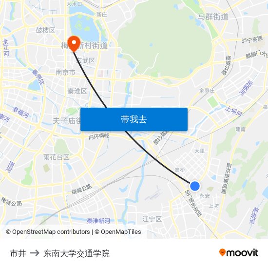 市井 to 东南大学交通学院 map