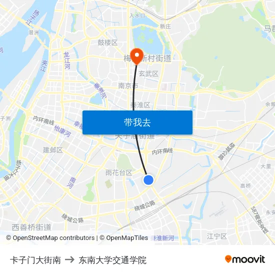 卡子门大街南 to 东南大学交通学院 map