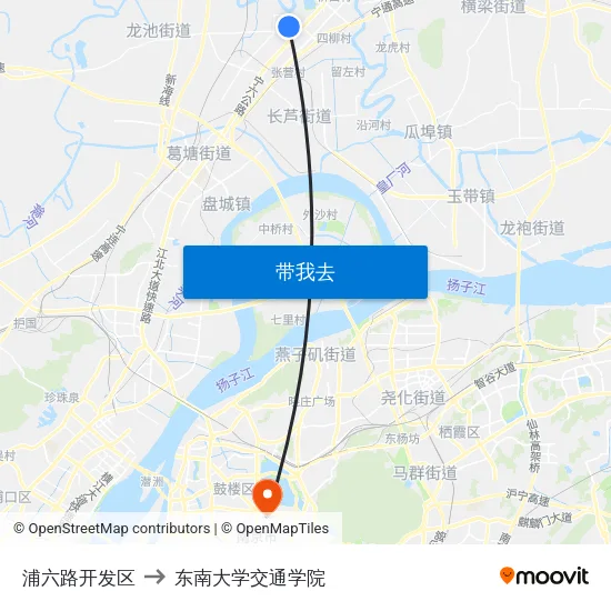 浦六路开发区 to 东南大学交通学院 map