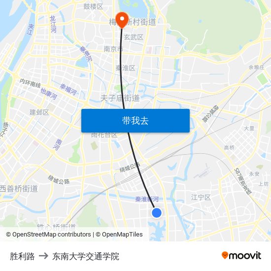 胜利路 to 东南大学交通学院 map