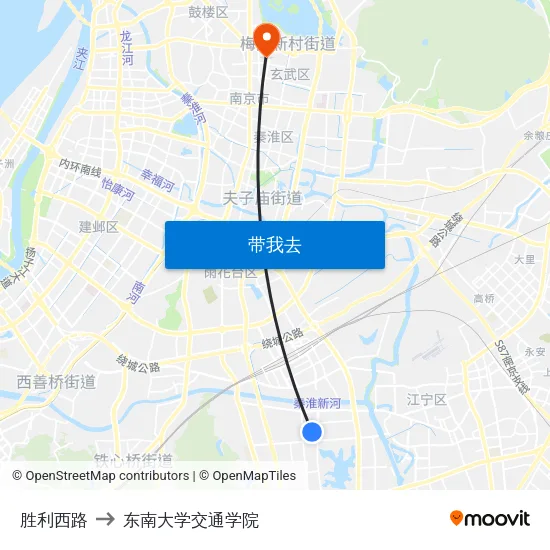 胜利西路 to 东南大学交通学院 map