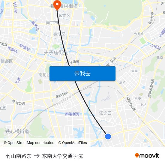 竹山南路东 to 东南大学交通学院 map