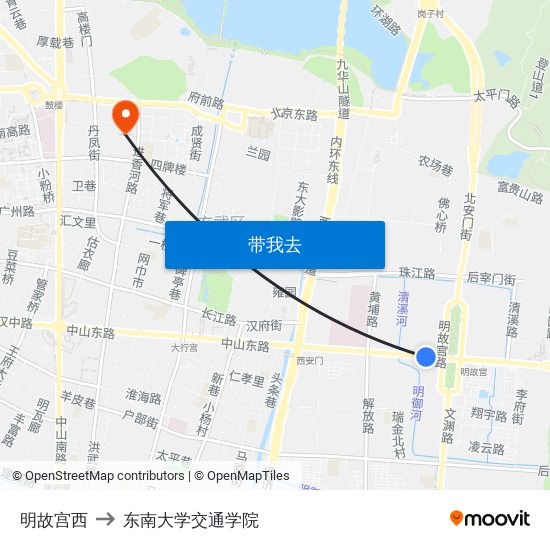 明故宫西 to 东南大学交通学院 map