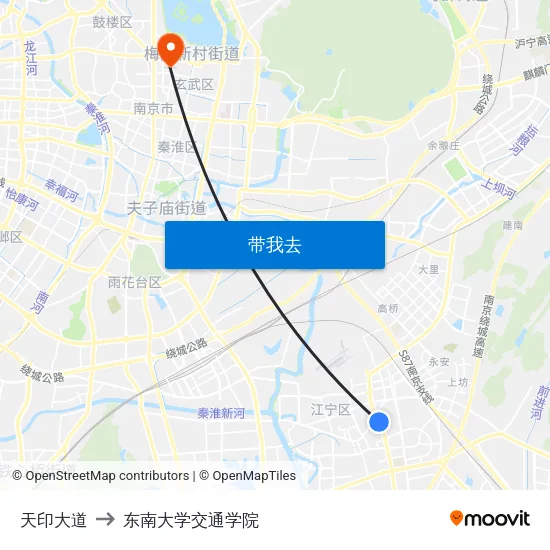 天印大道 to 东南大学交通学院 map
