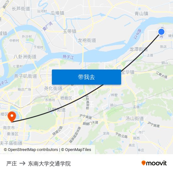 严庄 to 东南大学交通学院 map