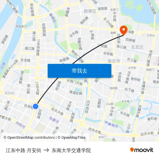 江东中路·月安街 to 东南大学交通学院 map