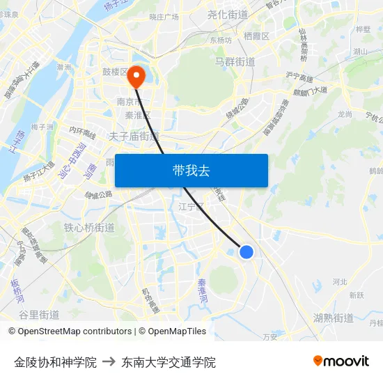 金陵协和神学院 to 东南大学交通学院 map