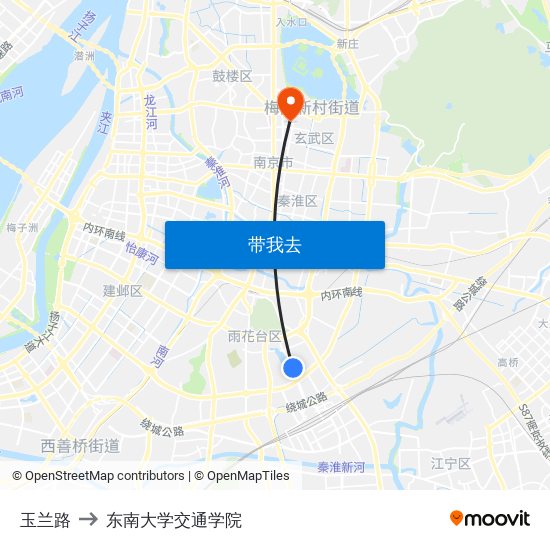 玉兰路 to 东南大学交通学院 map