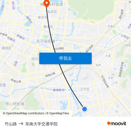 竹山路 to 东南大学交通学院 map