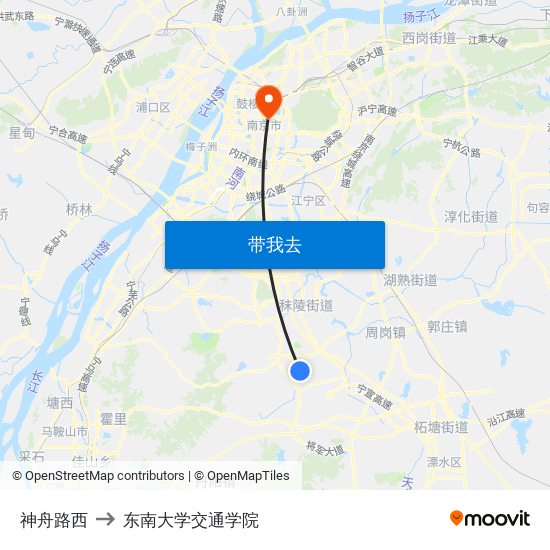 神舟路西 to 东南大学交通学院 map