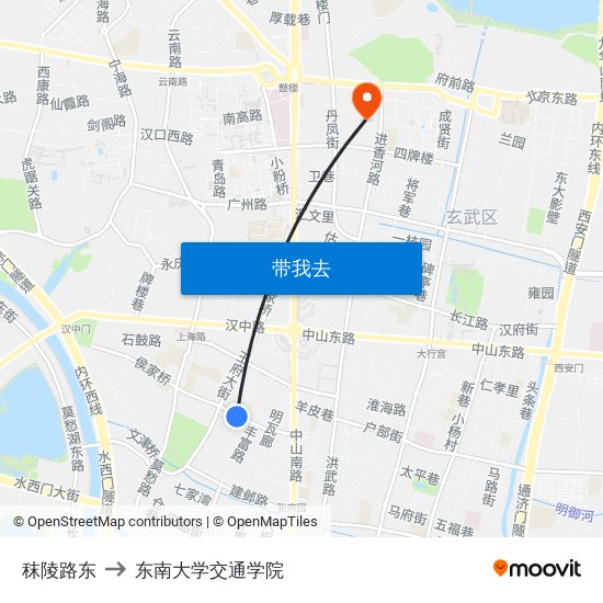 秣陵路东 to 东南大学交通学院 map