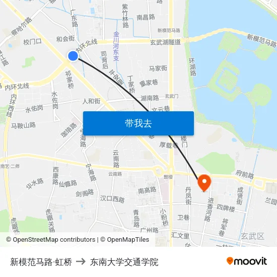 新模范马路·虹桥 to 东南大学交通学院 map