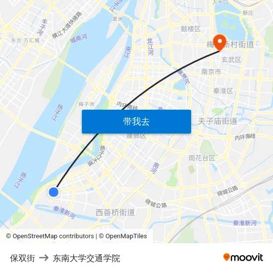 保双街 to 东南大学交通学院 map