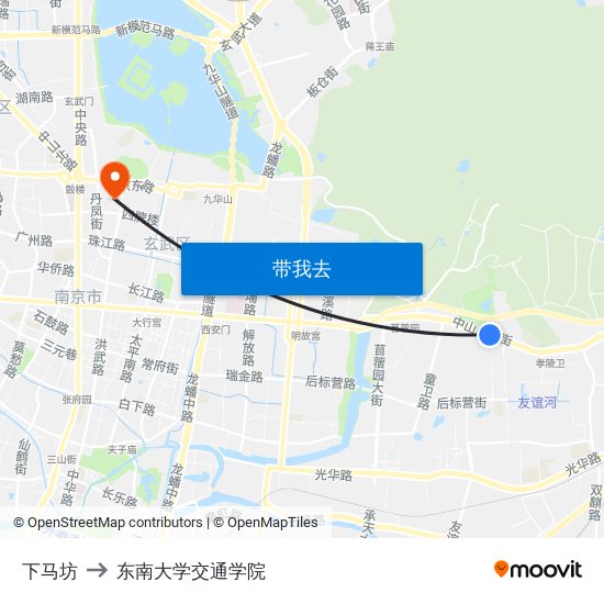 下马坊 to 东南大学交通学院 map