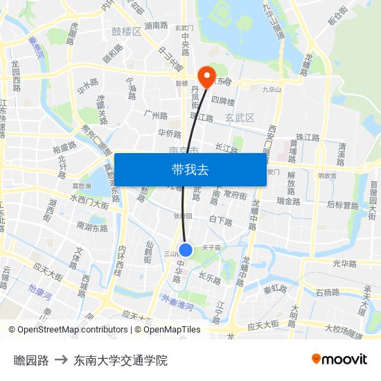 瞻园路 to 东南大学交通学院 map