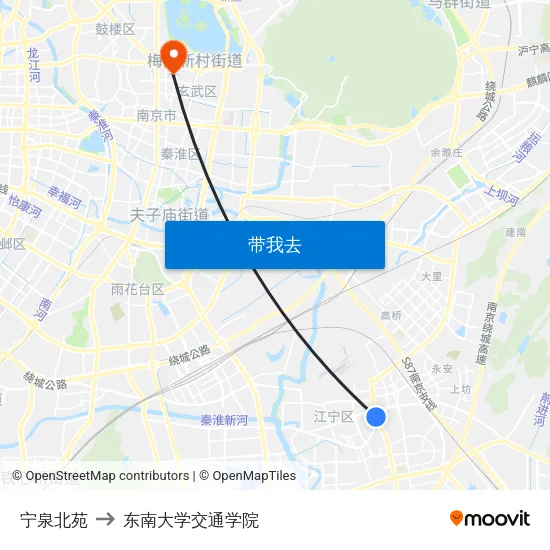 宁泉北苑 to 东南大学交通学院 map