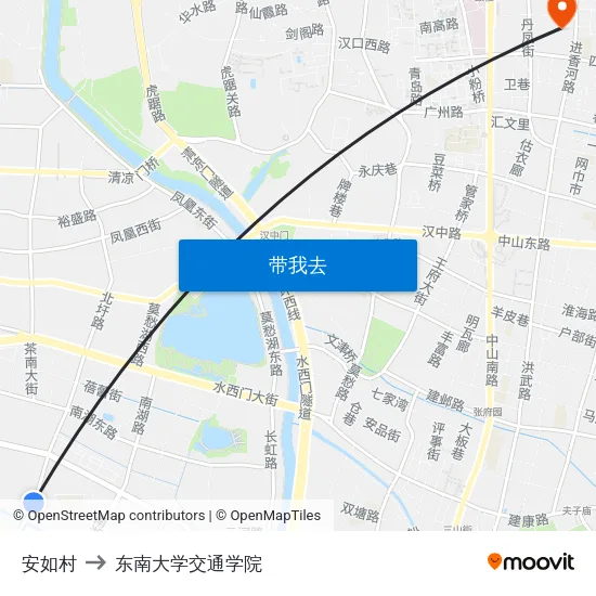 安如村 to 东南大学交通学院 map