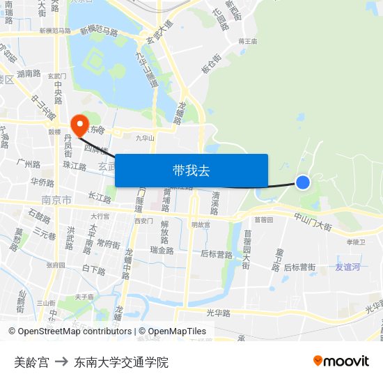 美龄宫 to 东南大学交通学院 map