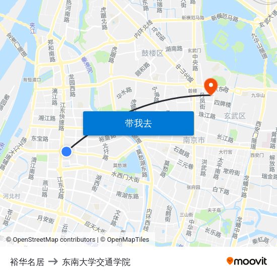 裕华名居 to 东南大学交通学院 map