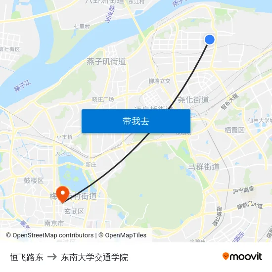 恒飞路东 to 东南大学交通学院 map