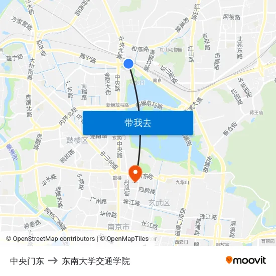 中央门东 to 东南大学交通学院 map