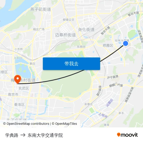 学典路 to 东南大学交通学院 map