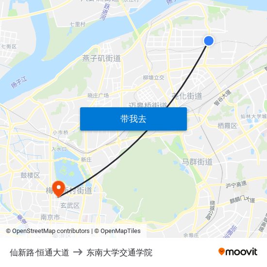 仙新路·恒通大道 to 东南大学交通学院 map