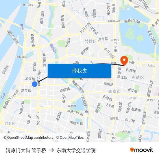 清凉门大街·管子桥 to 东南大学交通学院 map