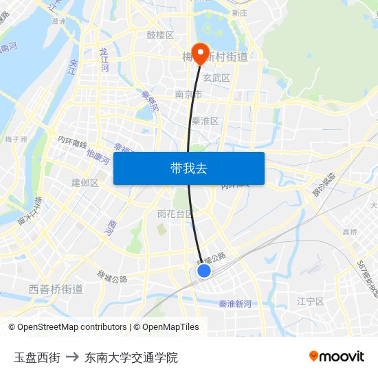 玉盘西街 to 东南大学交通学院 map