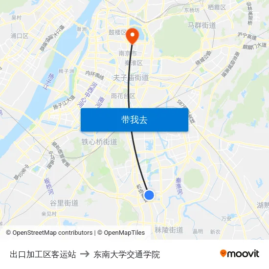出口加工区客运站 to 东南大学交通学院 map