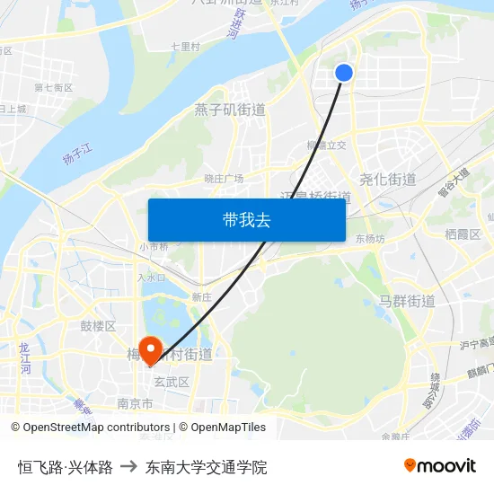 恒飞路·兴体路 to 东南大学交通学院 map