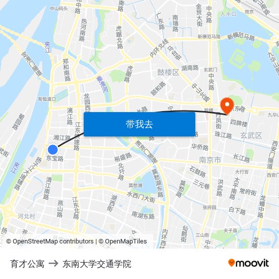 育才公寓 to 东南大学交通学院 map