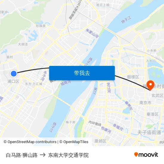 白马路·狮山路 to 东南大学交通学院 map