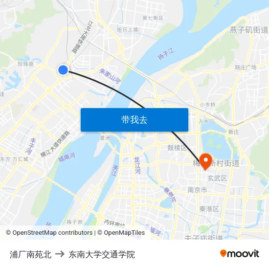 浦厂南苑北 to 东南大学交通学院 map