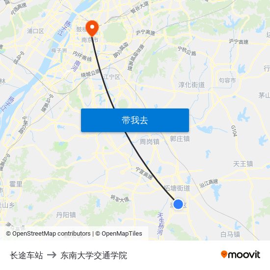 长途车站 to 东南大学交通学院 map