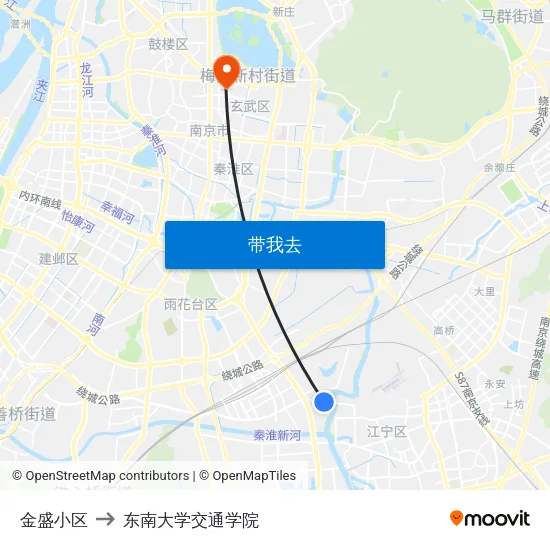 金盛小区 to 东南大学交通学院 map